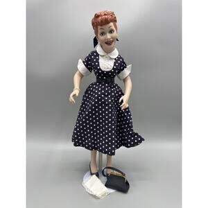 I Love Lucy Porcelain Doll Hamilton Collection 1990 W/ Stand & COA No Box READ